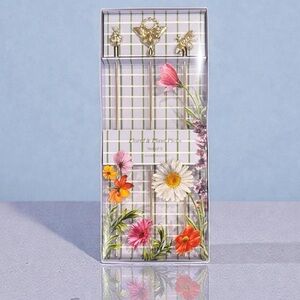 NIB Anthropologie GOLD plant stakes set. Ladybug, butterfly and bee.